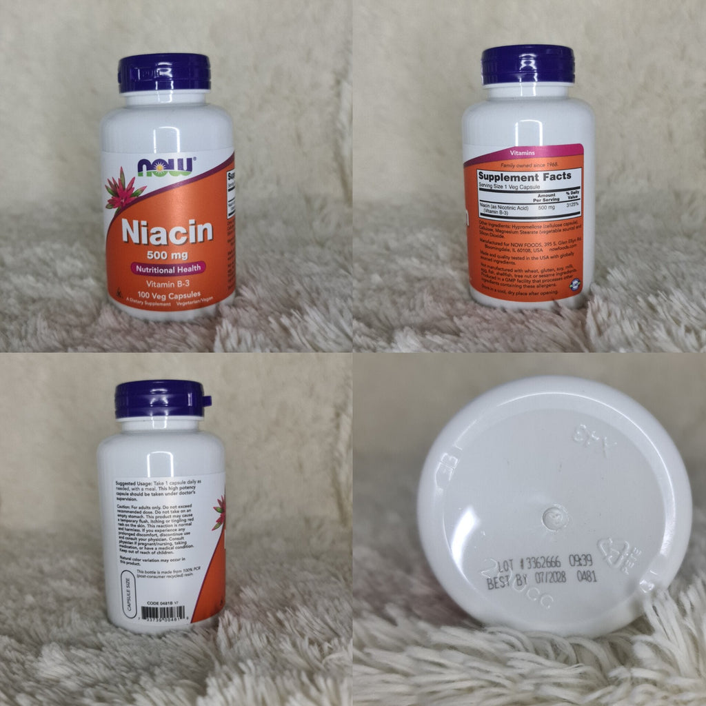 Now Foods Niacin 500 mg 100 Capsules - 0481 - 4 Pack