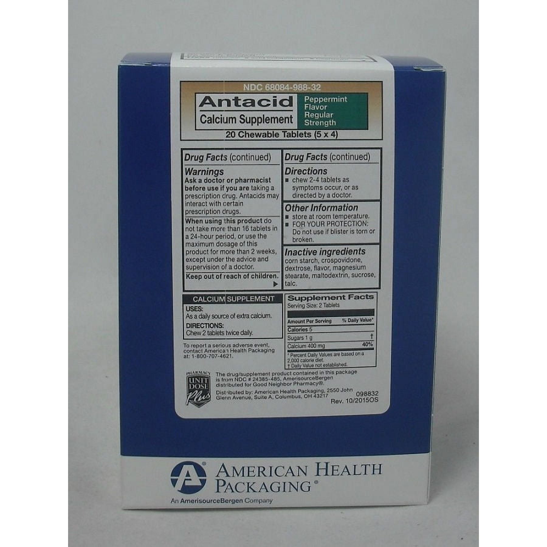 Ahpcoh Calcium Supplement Peppermint Flavor Antacid Chewable