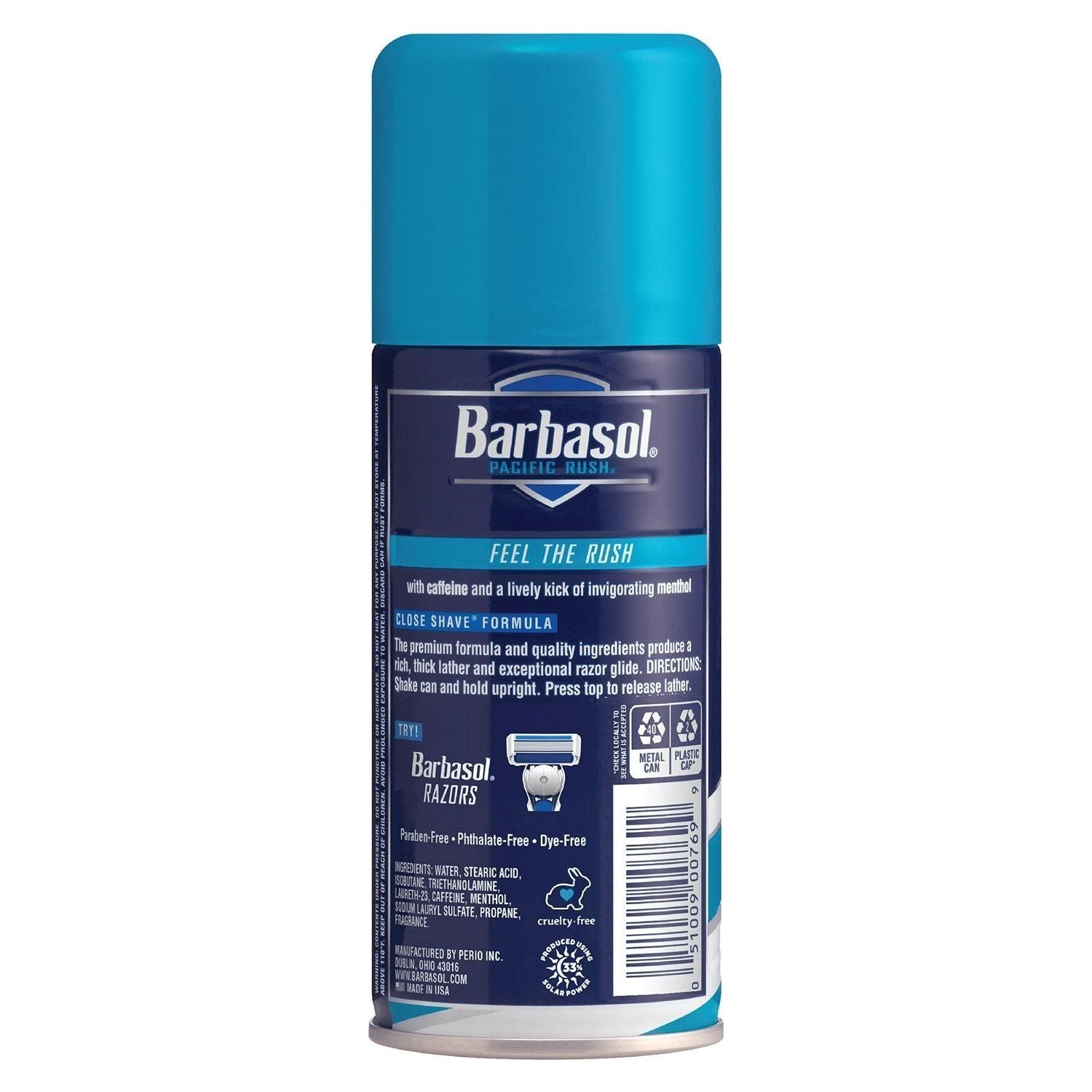 Barbasol - Pacific Rush with Caffeine and Menthol Thick & Rich Shaving Cream - 7 oz