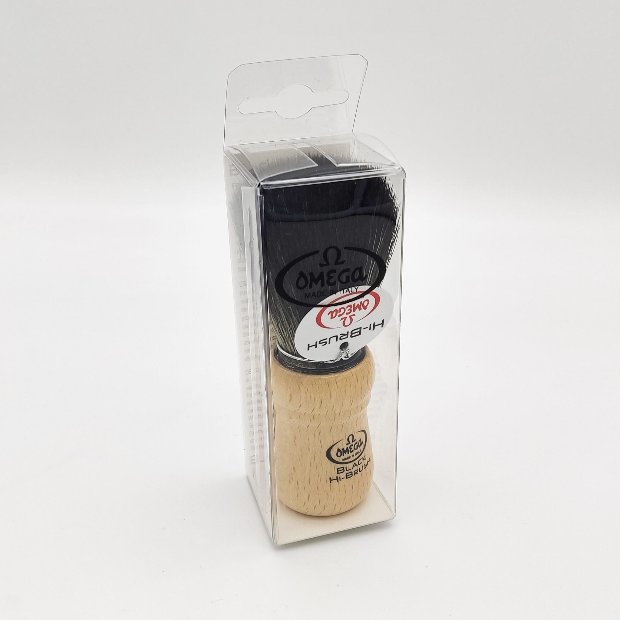 Omega Synthetic Fiber Beard Brush 196228 Beech Wood Handle