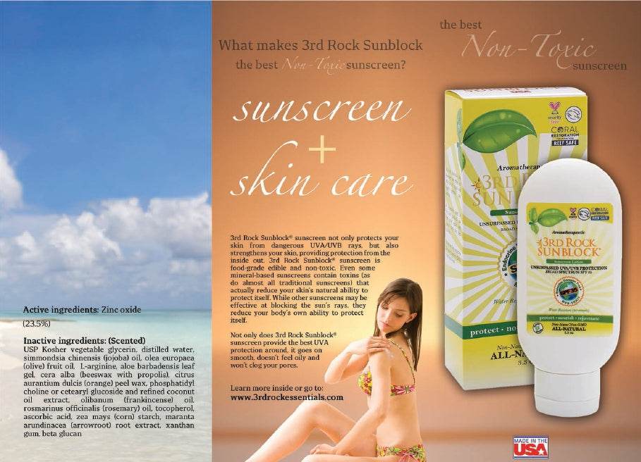 3rd Rock Sunblock® Sunscreen Lotion - Aromatherapeutic - Zinc Oxide 35 SPF