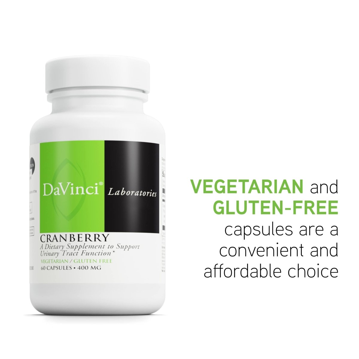 DAVINCI Labs Cranberry - Supports Urinary Tract Health* - Dietary Supplement with Citric Acid and Malic Acid from Cranberry Fruit Juice Powder - Vegetarian - Gluten-Free - 60 Cranberry Capsules