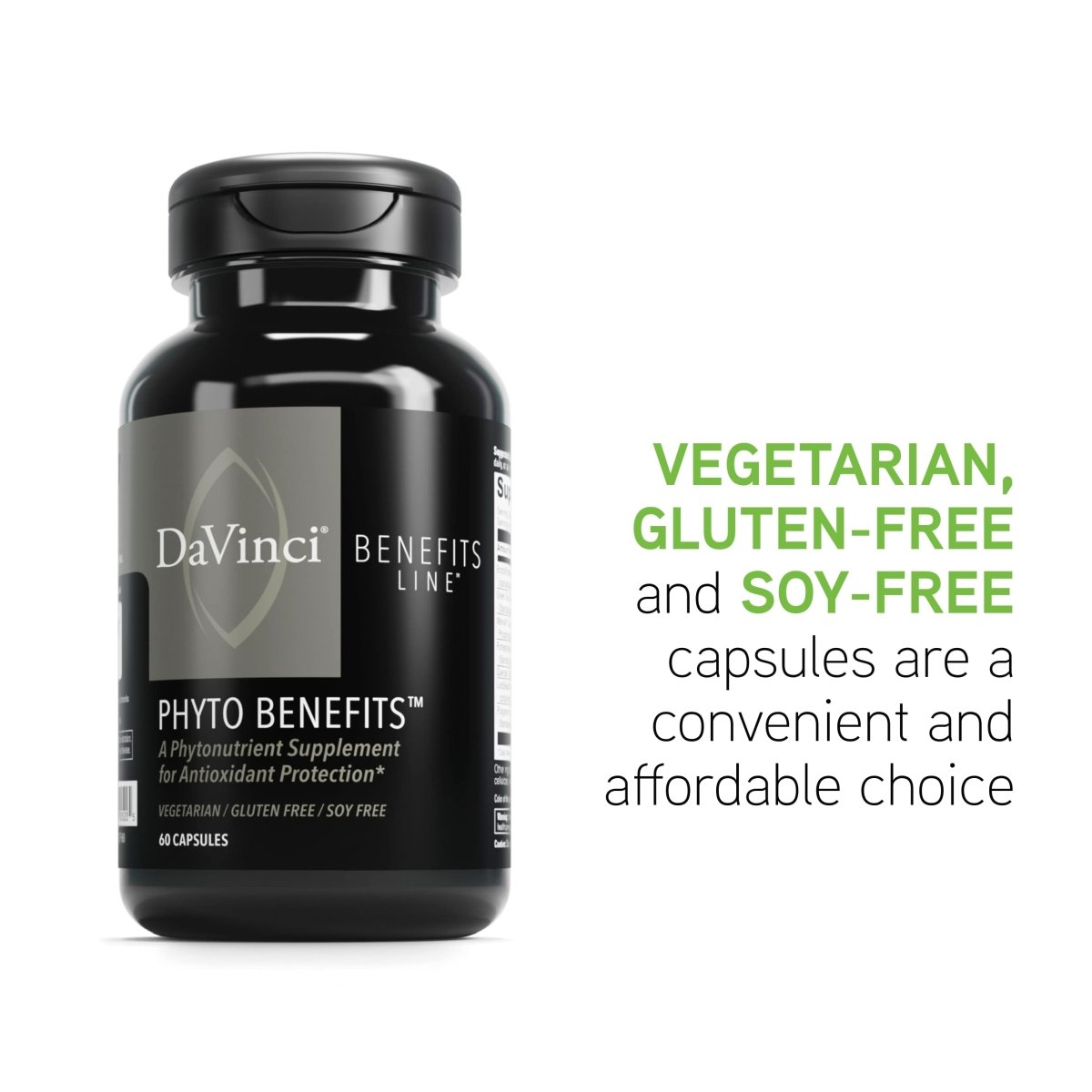 DAVINCI Labs Phyto Benefits - Dietary Supplement to Support Detox, Metabolic Health and Immune System Function* - with Broccoli Sprouts, Quercetin and More - Gluten-Free - 60 Vegetarian Capsules