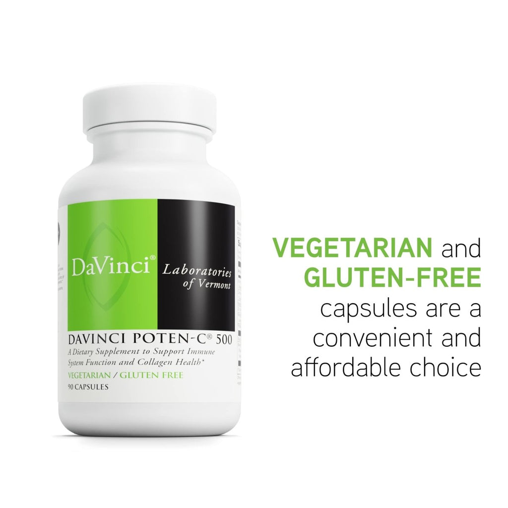 DAVINCI Labs Poten-C 500 - Dietary Supplement to Support Immune System Function & Collagen Health* - with Vitamin C, Calcium, Magnesium, Potassium, and More - Vegetarian - Gluten-Free - 90 Tablets