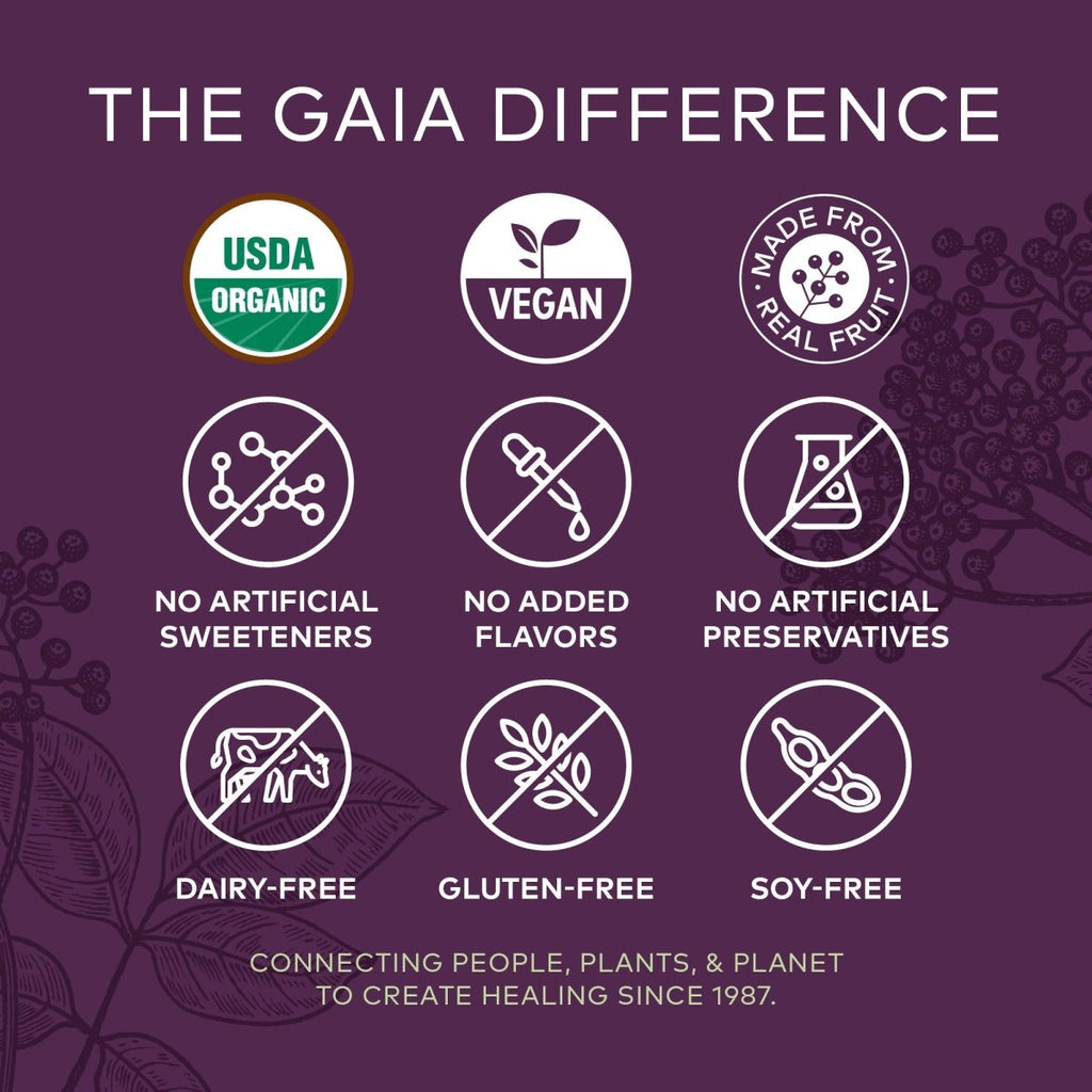 Gaia Herbs Black Elderberry Extra Strength Gummies - Immune Support with Certified Organic Black Elderberries - 40 Gummies