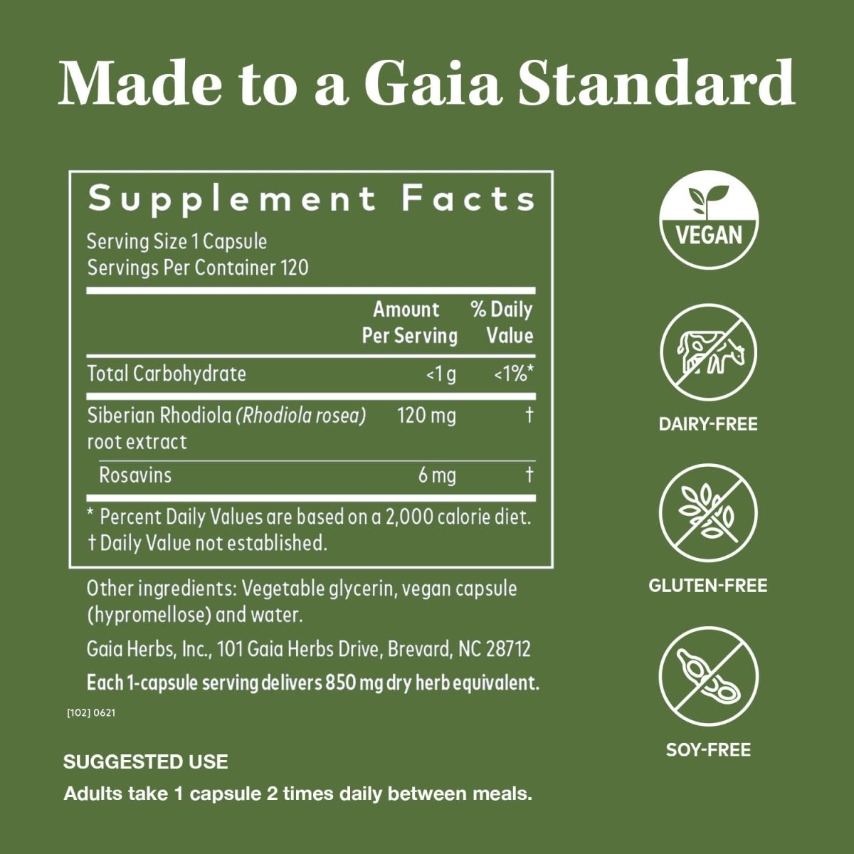Gaia Herbs Rhodiola Rosea - Stress Support Supplement Traditionally for Supporting Healthy Stamina and Endurance - with Siberian Rhodiola Root Extract - 60 Vegan Liquid Phyto-Capsules (30-Day Supply)