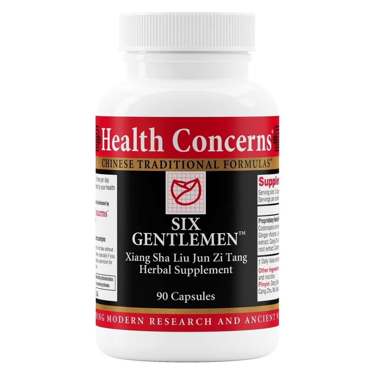 Health Concerns Six Gentlemen - Digestion Health Supplement with Ginger & Licorice Root - 90 Capsules