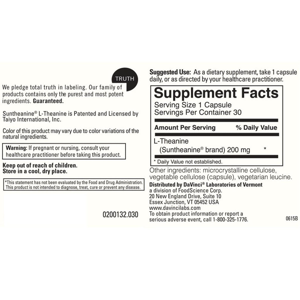 Davinci Labs - L-Theanine 200 mg 30 vcaps