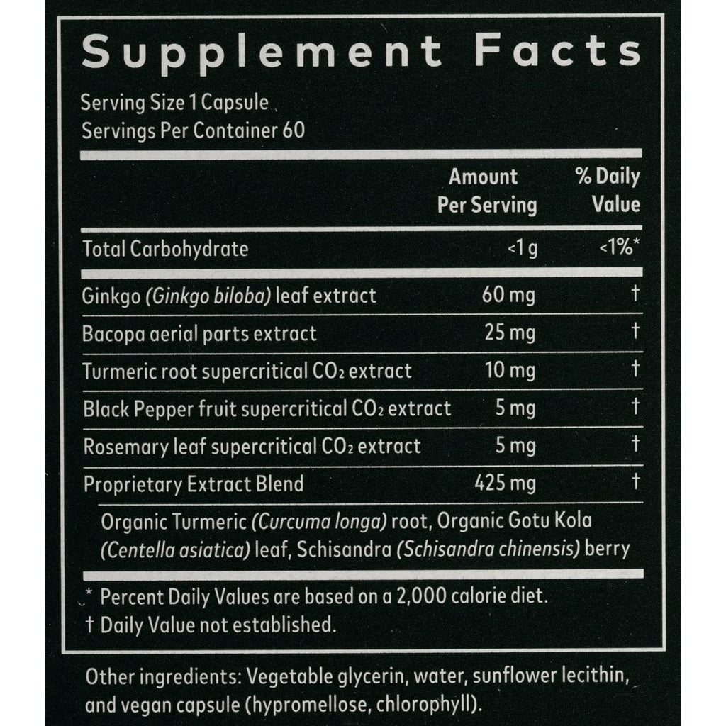 Gaia Herbs Agile Mind - Brain & Cognitive Support Herbal Supplements - with Organic Turmeric Root, Bacopa, Black Pepper, and Ginkgo Biloba - 60 Vegan Liquid Phyto-Capsules (30-Day Supply)