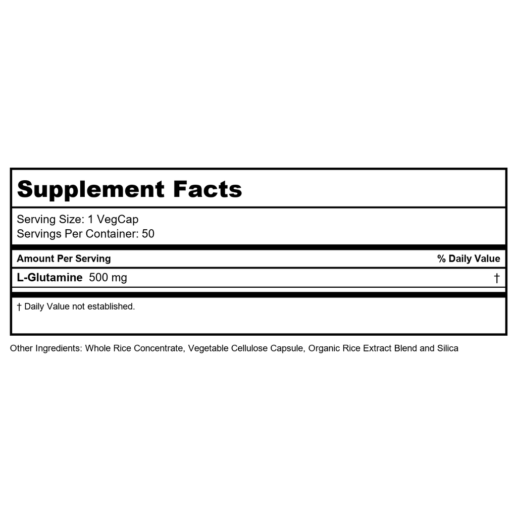 SOLARAY L-Glutamine 500mg - 50 VegCaps | Muscle Recovery & Immune Support