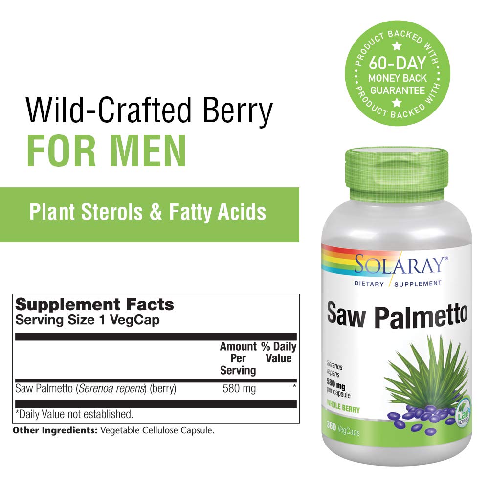 SOLARAY Saw Palmetto Berry - 580mg - 360 VegCaps    01552