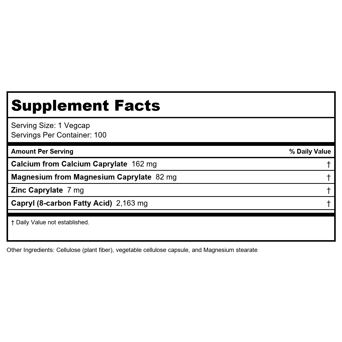 Solaray - Capryl Sodium-Free Resin-Free - 100 Vegetarian Capsules   08130