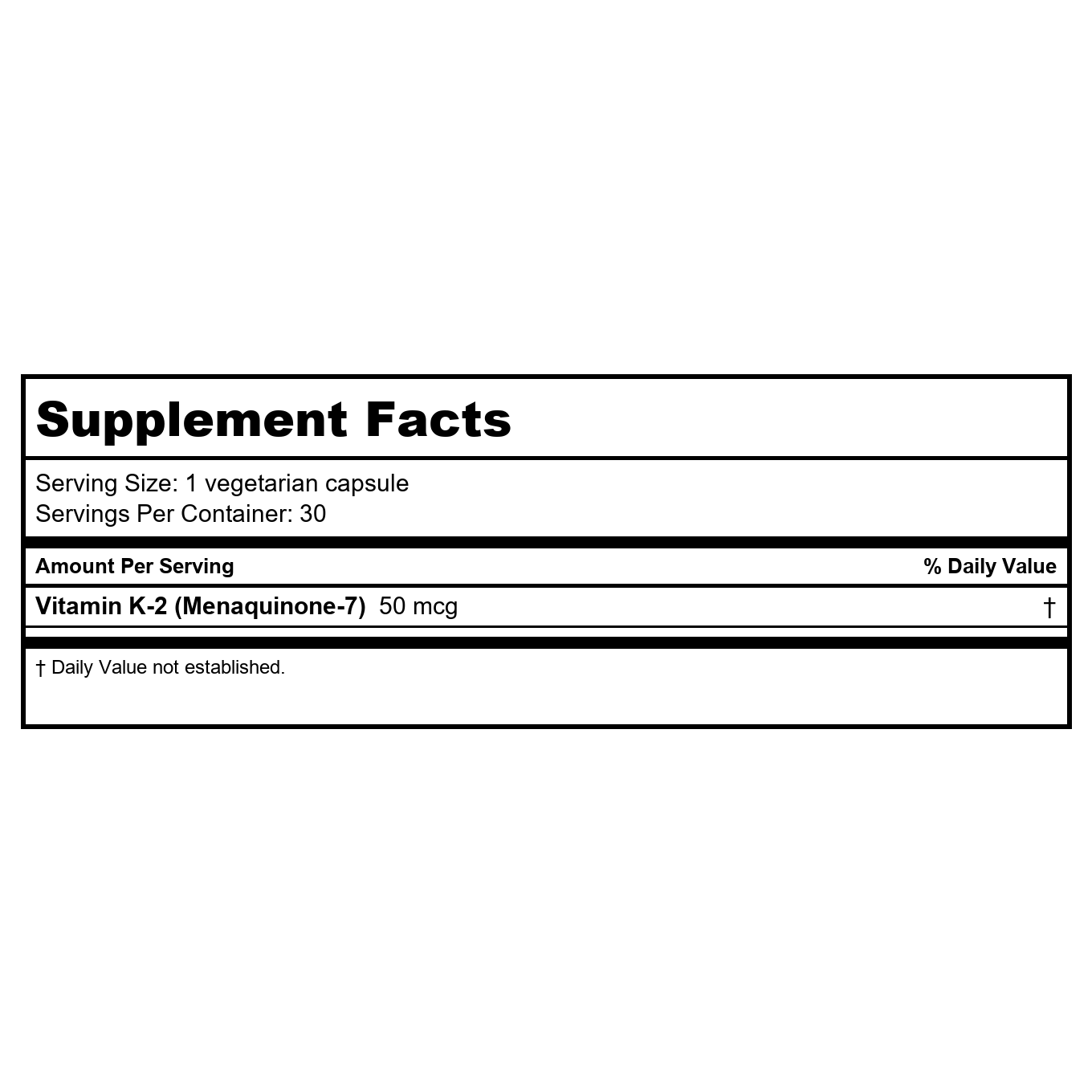 Solaray K2 MK7 - Advanced Vitamin K2 Support - 50mcg, 30 Veg Capsules