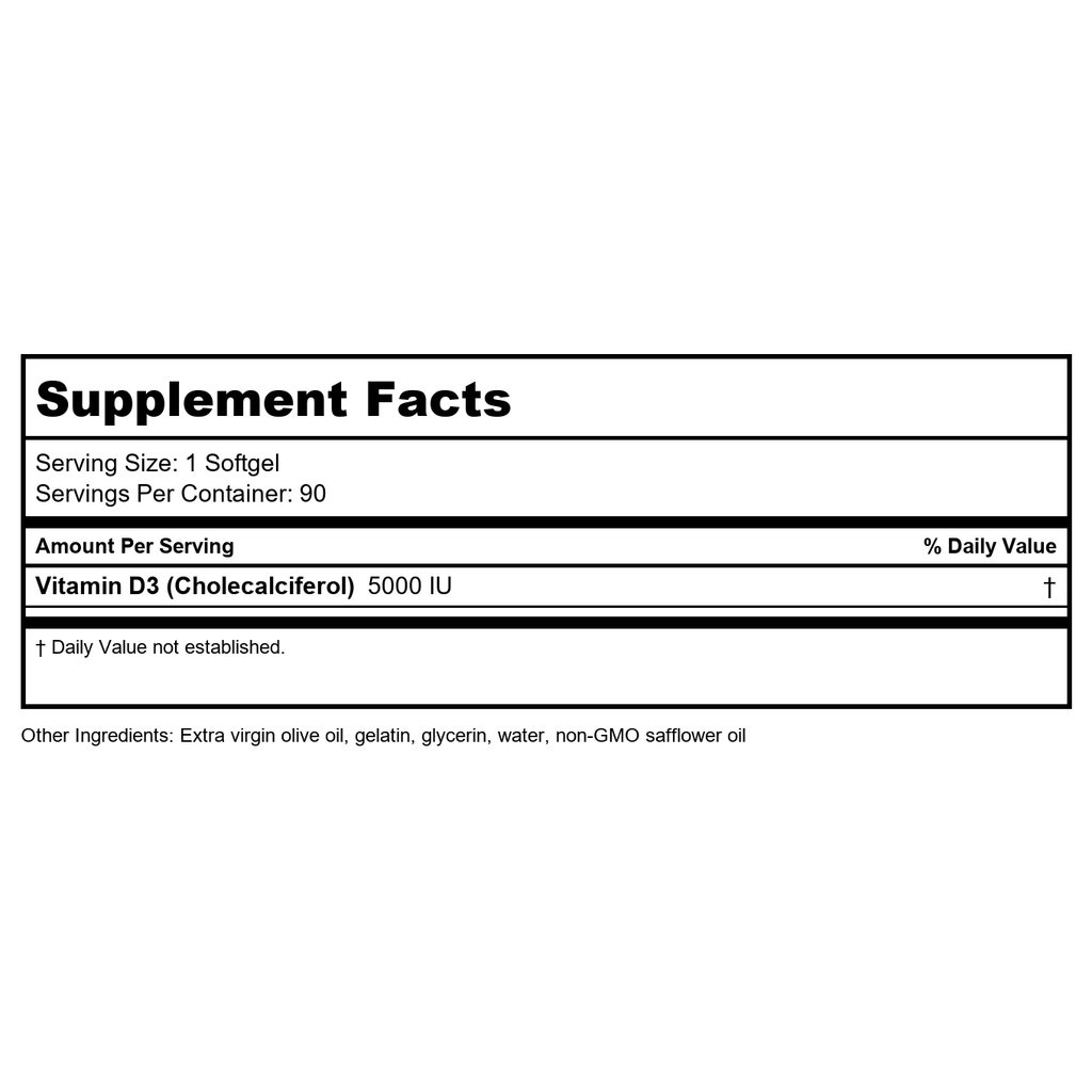 Nutra BioGenesis - Vitamin D 5000 - Vitamin D3 5000 IU to Help Support Calcium Absorption and Immune Function - 90 Softgels