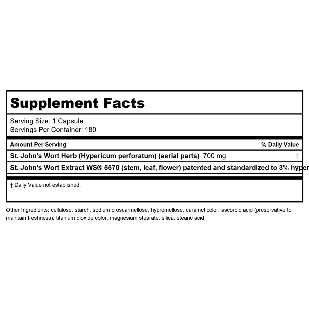 Nature's Way Premium Herbal St. John?s Wort Herb, 700 mg per serving, 180 VCaps