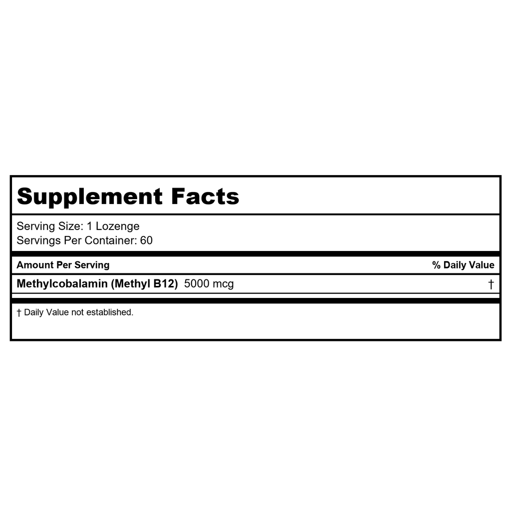 Protocol For Life Balance Methyl B12 5,000 mcg + Folic Acid 60 Lozenges - P0496