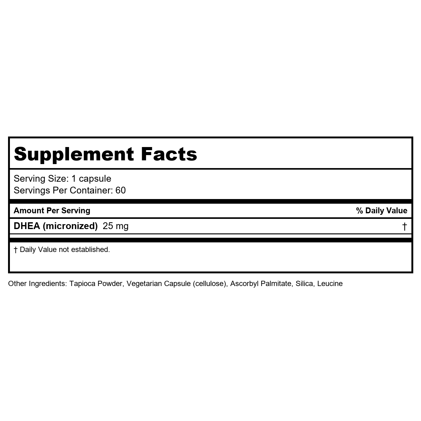 Vital Nutrients DHEA Micronized 25mg 60 Vcaps