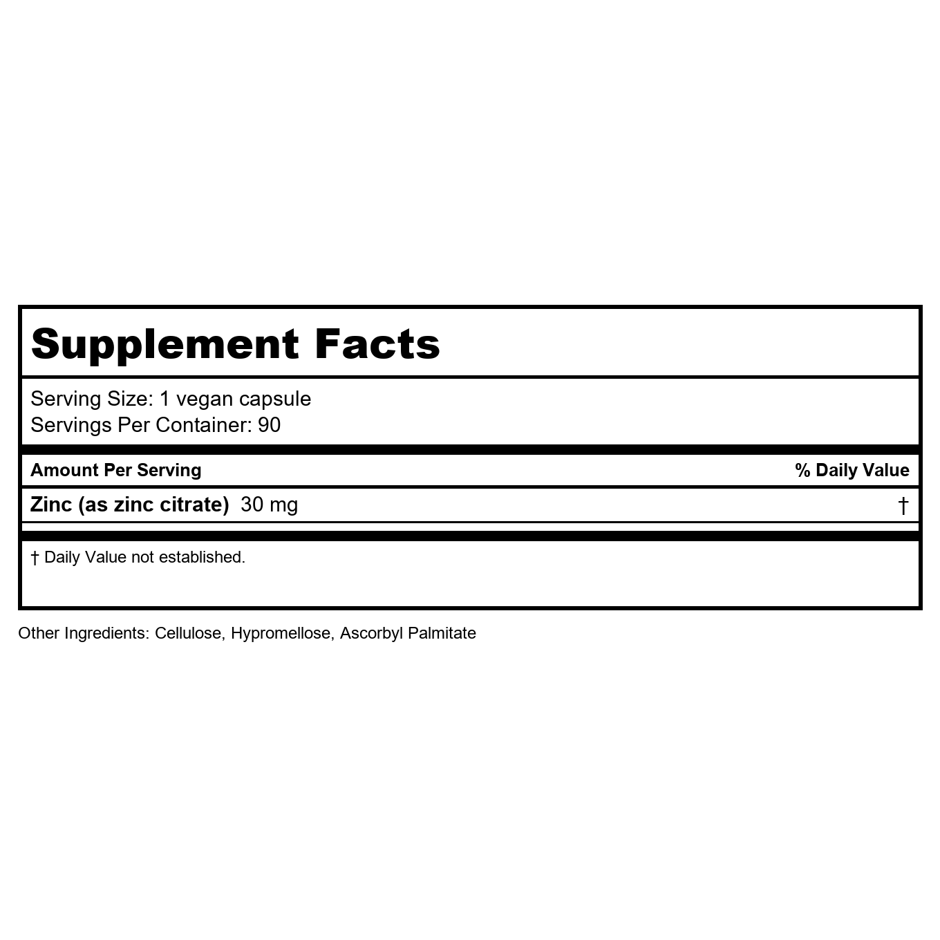 Vital Nutrients Zinc Citrate 30mg 90 Vcaps