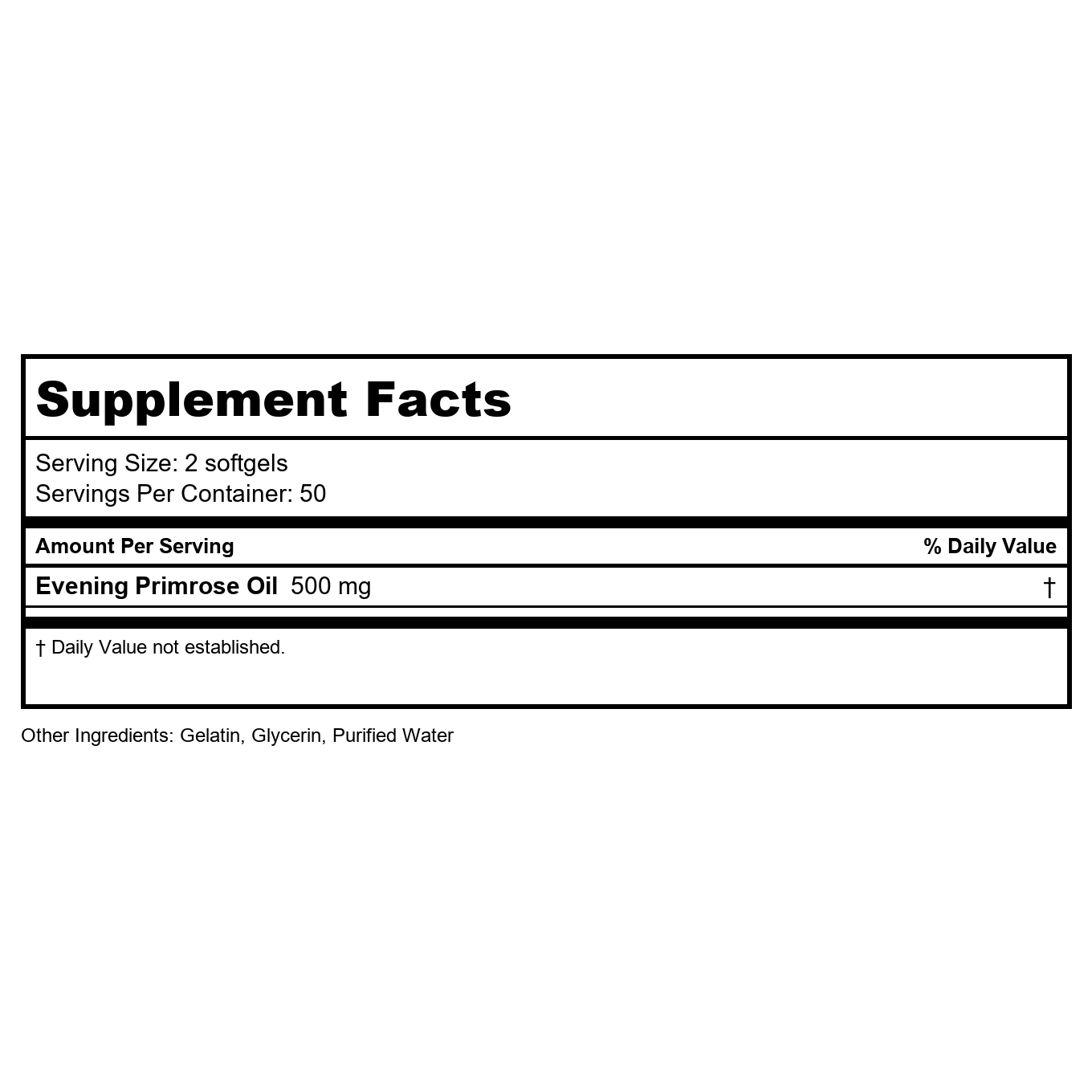 Vital Nutrients Evening Primrose Oil 100 Softgels
