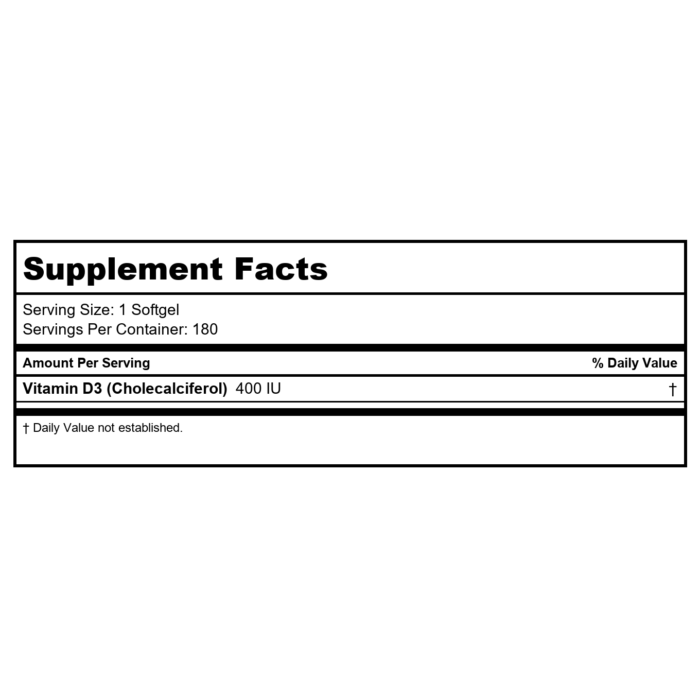 Now Foods Vitamin D-3 400 IU 180 Softgels - 0364