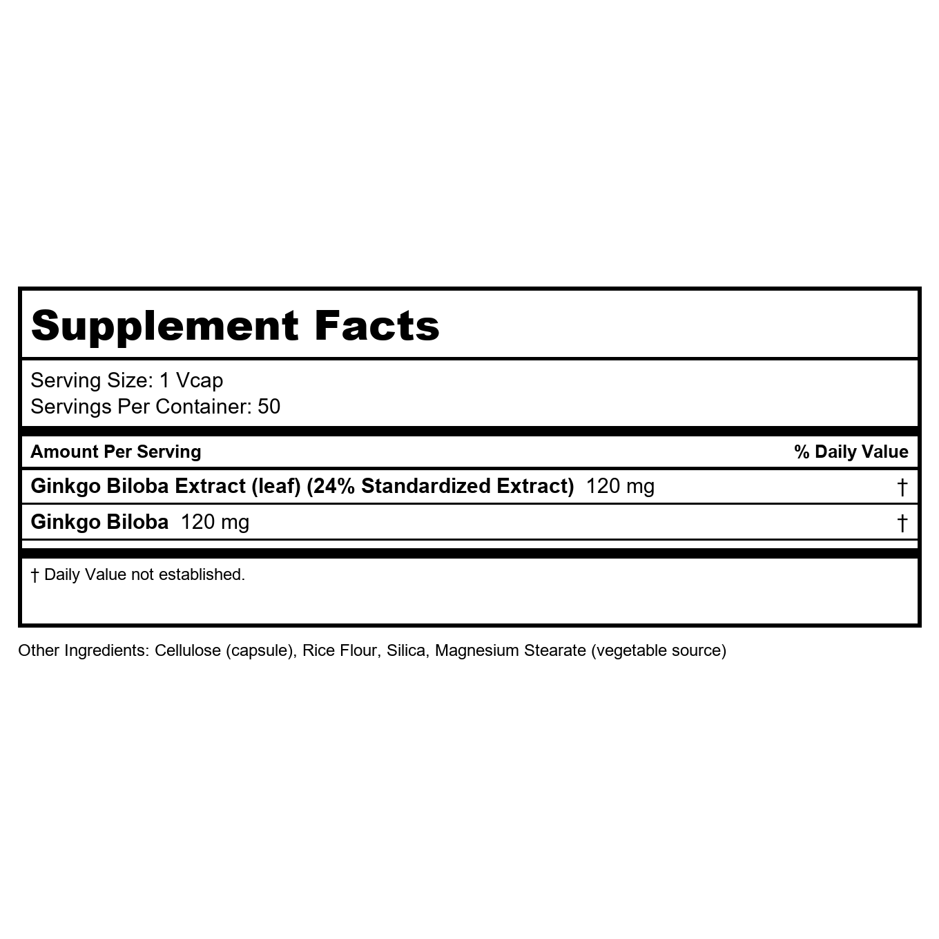 Now Foods Ginkgo Biloba Double Strength 120 mg 50 Vcaps - 4682