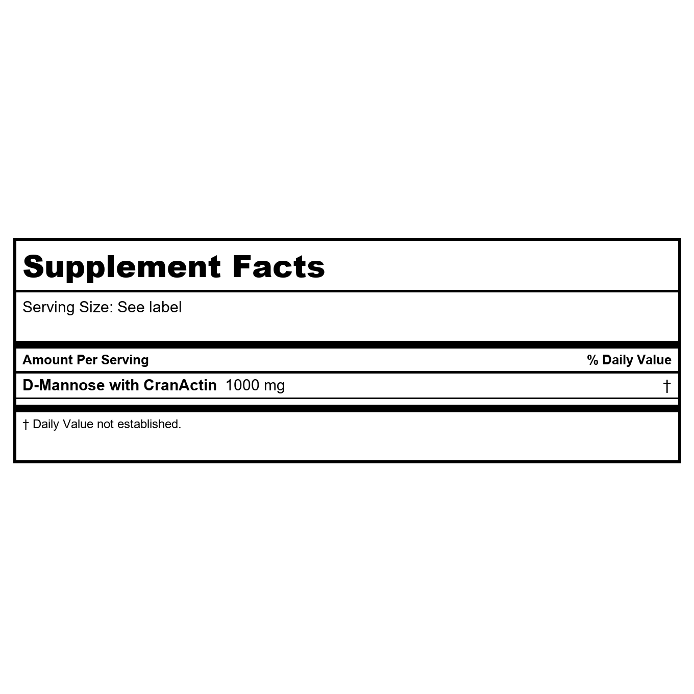 SOLARAY -  D-Mannose with CranActin 1000mg - 120 Count - 2 pack