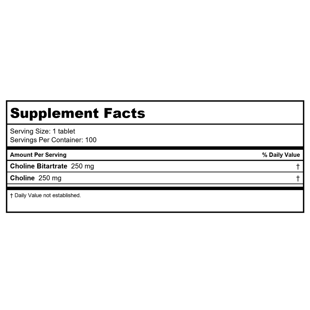 Kal Choline 250 mg 100 Tablets    58874