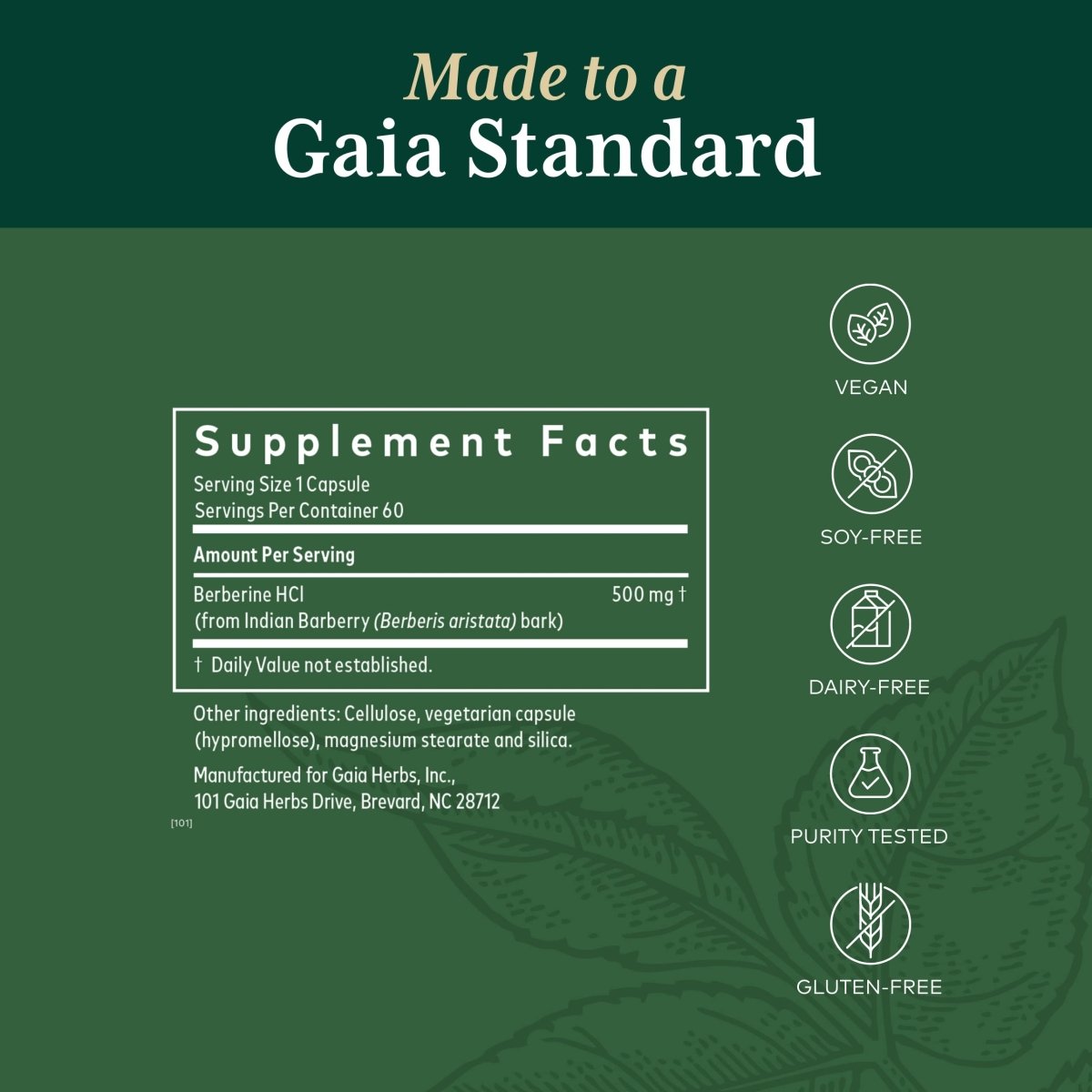 Gaia Pro Berberine Metabolic 60 Capsules