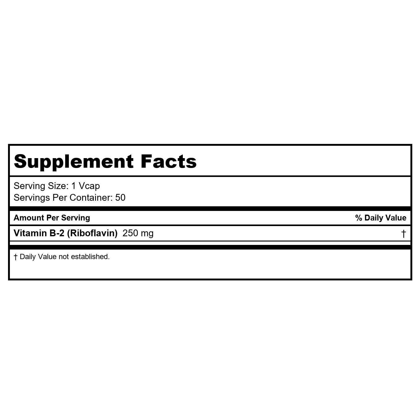 Nature's Life Vitamin B-2 250mg 50 Vcaps