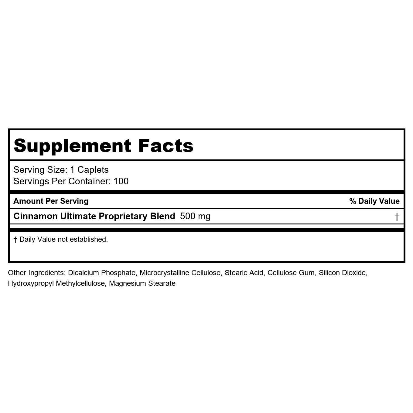 Nature's Vision - Cinnamon Extract 1000 mg. - 100 Tablets