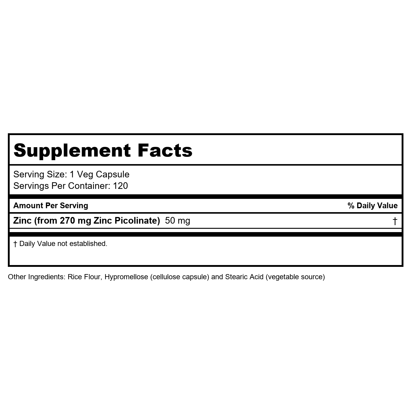 Lucky Brand - ZINC PICOLINATE 50mg  120 VCAPS