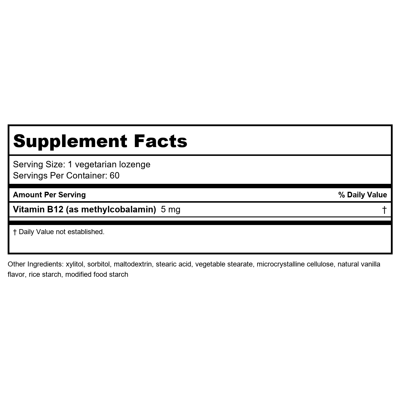 Life Extension Vitamin B12 Methylcobalamin 5 mg Vanilla 60 Lozenges