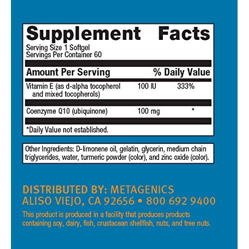 Metagenics CoQ10 ST-100, Highly Absorbable 100 mg Coenzyme Q10 Supplement to Help Support Energy Production and Cardiovascular Function - 60 Count