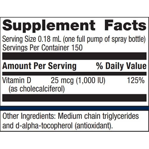 Metagenics D3 Spray ? Vegetarian and Bioavailable Vitamin D Supplement 1,000 IU (25 mcg) ? Support for Bone, Cardiovascular, and Immune Health* | 150 Servings