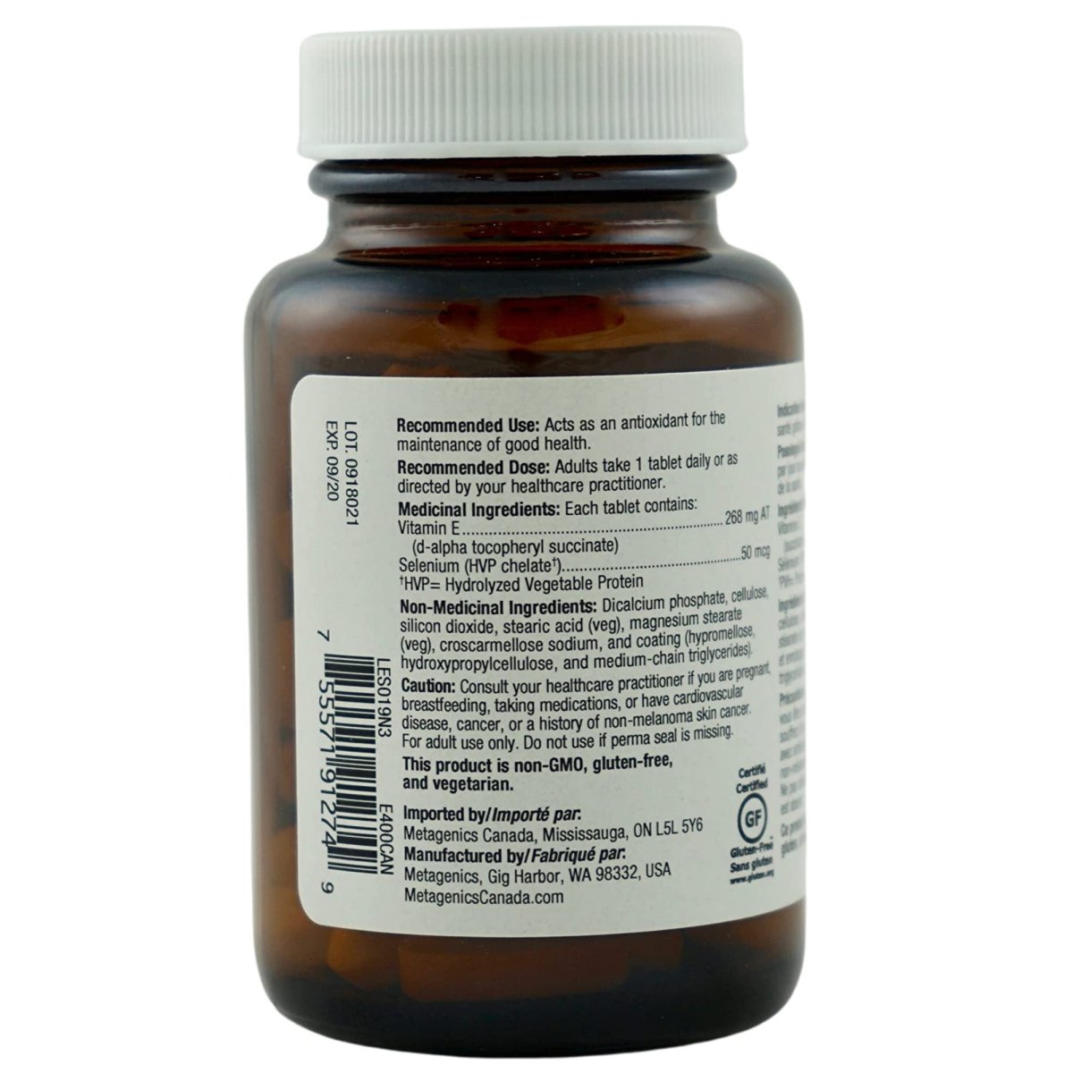 Metagenics E-400 Selenium, Antioxidant Supplement with Vitamin E to Help Support Cellular Health - 60 Tablets, 2 Month Supply