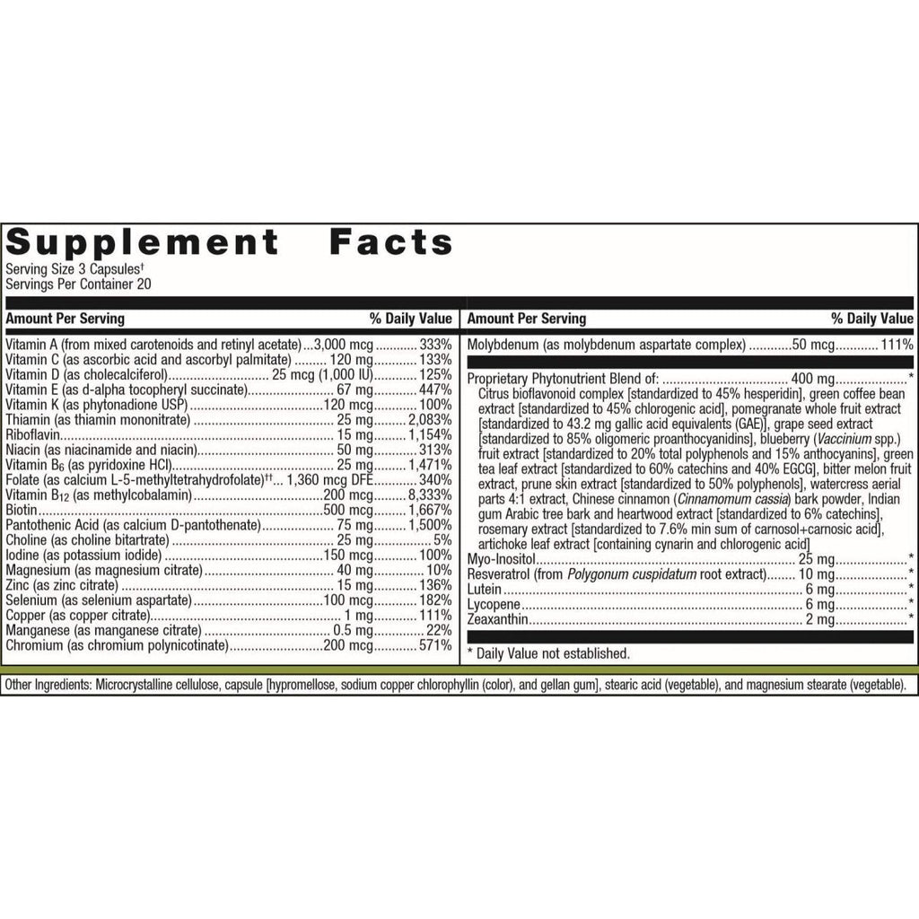 Metagenics PhytoMulti - Daily Multivitamin Supplement with Phytonutrients, Vitamins and Minerals for Multidimensional Health Support - 60 Tablets, 20 Day Supply
