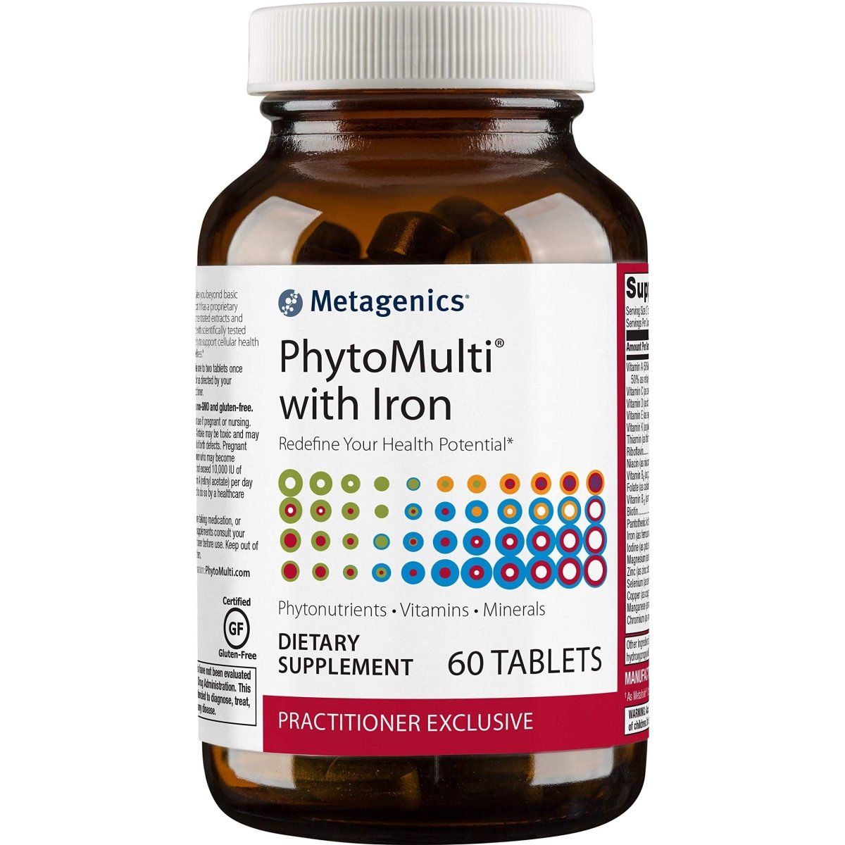 Metagenics PhytoMulti with Iron - Daily Multivitamin Supplement with Phytonutrients, Vitamins and Minerals for Multidimensional Health Support - 60 Tablets, 30 Day Supply
