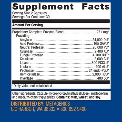 Metagenics SpectraZyme Complete Broad Spectrum Enzyme Supplement to Help Support a Healthy Digestive System - 60 Capsules