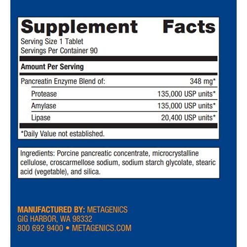 Metagenics SpectraZyme? Pan 9X ES ? Bioactive Pancreatic Enzymes for Digestive Support* ? 90 Servings