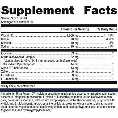 Metagenics Ultra Potent-C Vitamin C 1000mg - Gentle, Buffered Vitamin C Supplement for Immune Support, Designed to Help Prevent Stomach Upset - 90 Count