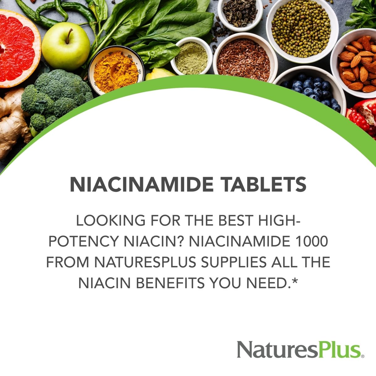Natures Plus - Niacinamide Sustained Release 1000 mg. - 90 Tablets