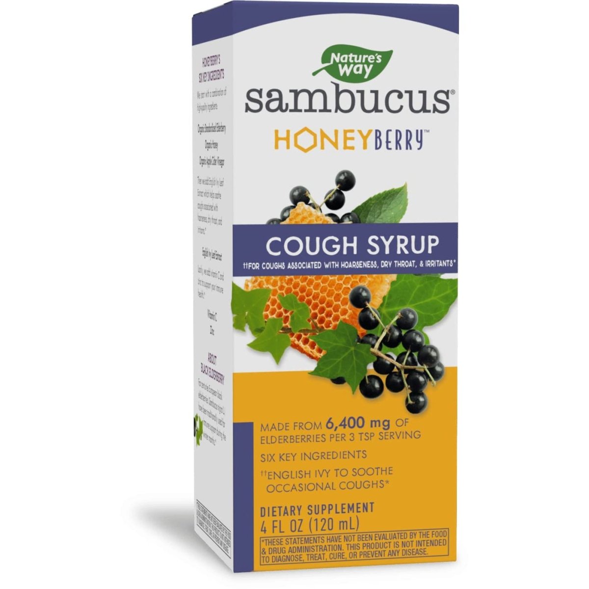 Nature's Way Sambucus HoneyBerry Cough Syrup with Black Elderberry Extract & Organic Honey, Immune Support*, 4 Fl. Oz