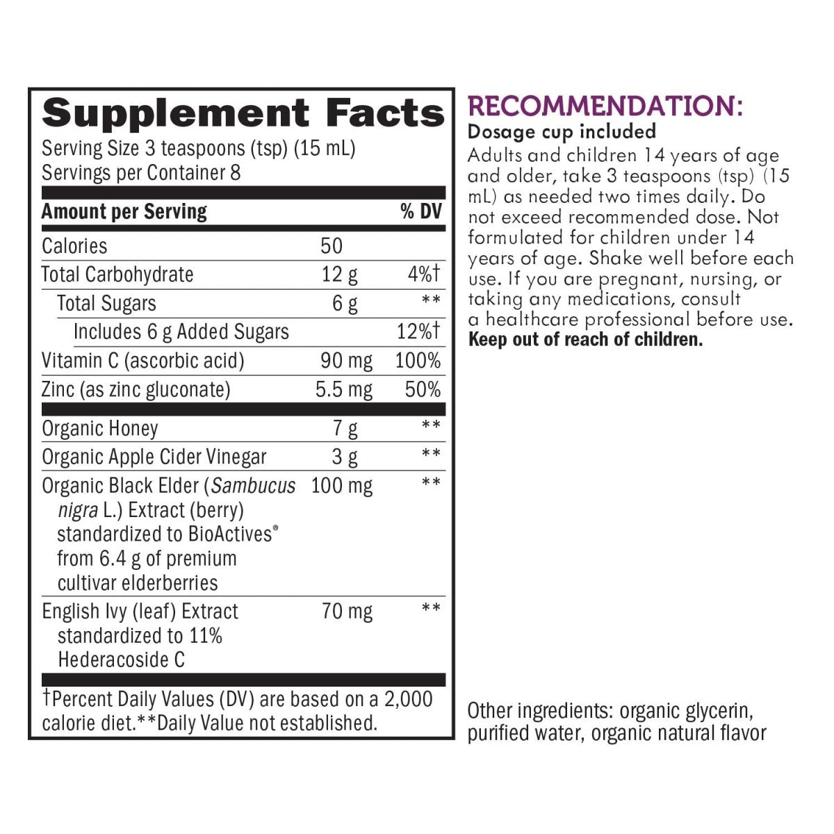 Nature's Way Sambucus HoneyBerry Cough Syrup with Black Elderberry Extract & Organic Honey, Immune Support*, 4 Fl. Oz