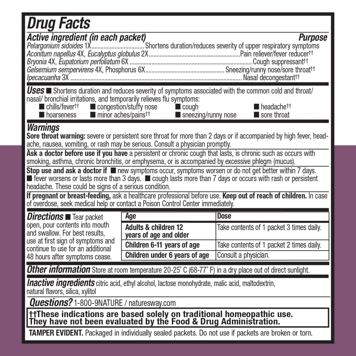 Nature's Way Umcka? Cold+Flu FastActives?, Shortens Colds & Reduces Severity, Fever**, Minor Aches/Pains**, 10 Packets