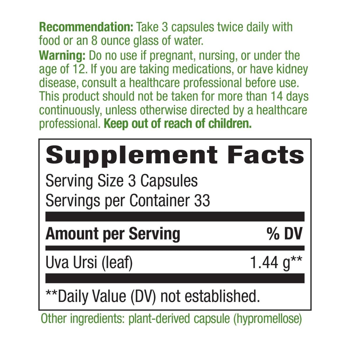 Nature's Way Uva Ursi 1440 mg 100 Capsules (Pack of 6)