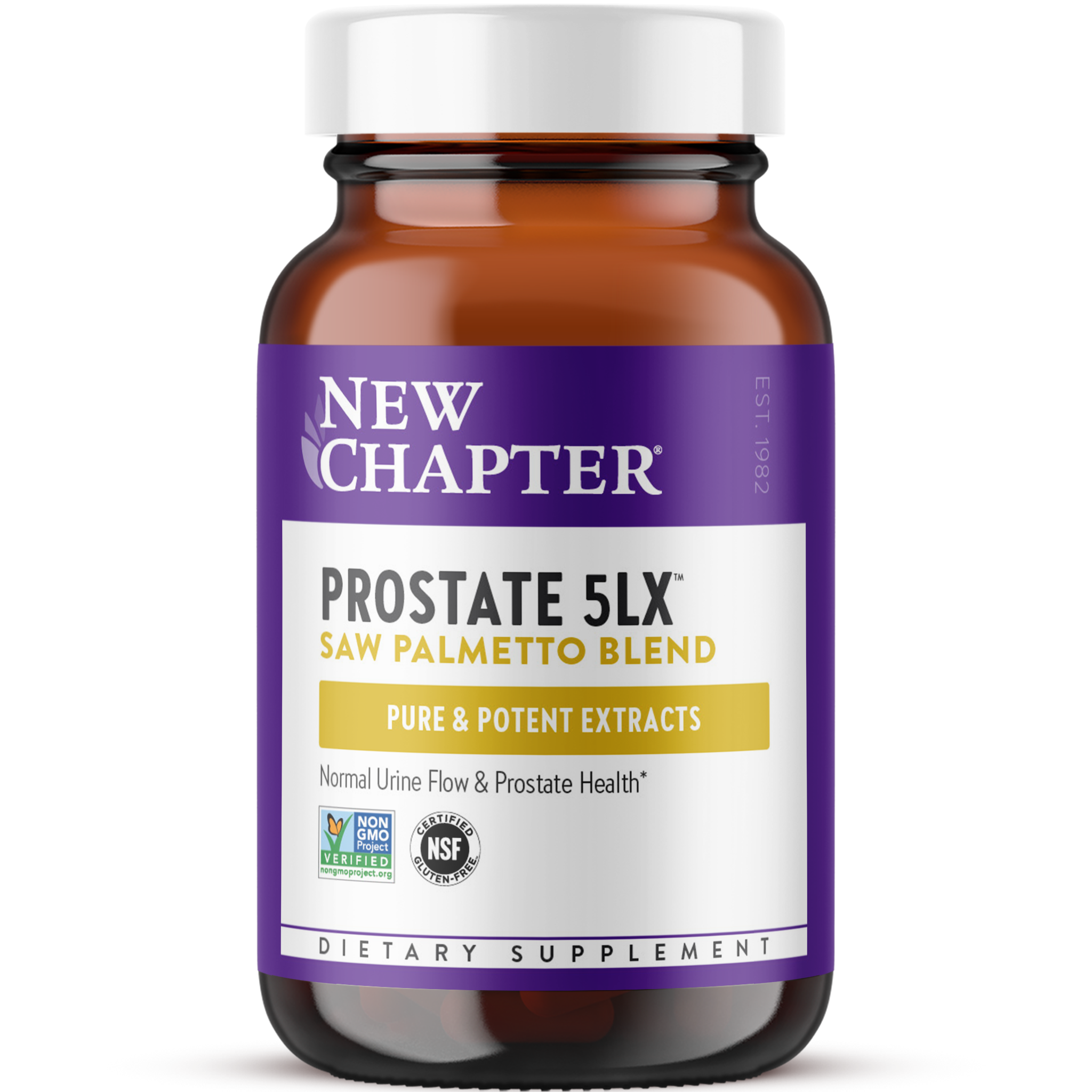 New Chapter Prostate Supplement - Prostate 5LX with Saw Palmetto + Selenium for Prostate Health - 120 ct Vegetarian Capsule