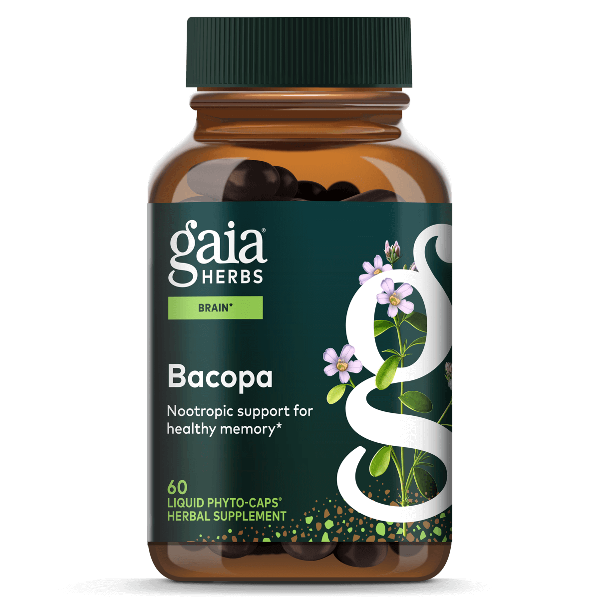 Gaia Herbs Bacopa - Brain and Cognitive Support Herbal Supplement - Made with Bacopa (Bacopa Monnieri) to Help Support a Thriving Mind - 60 Vegan Liquid Phyto-Capsules (Up to 60-Day Supply)