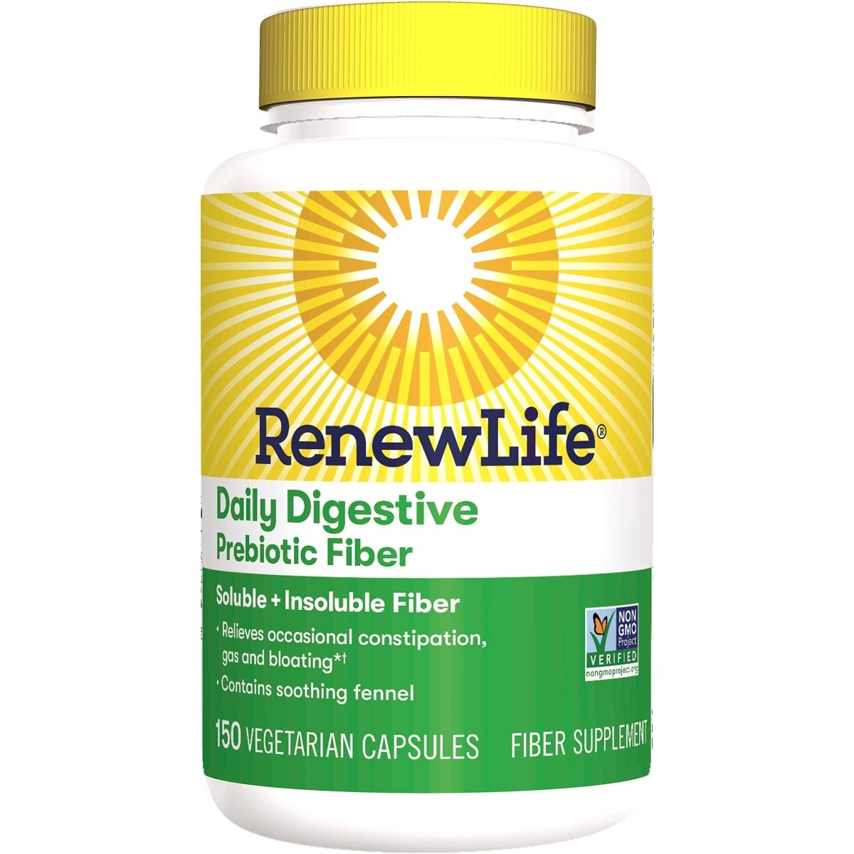 Renew Life Adult Daily Digestive Prebiotic Fiber, 150 Vegetarian Capsules (Package May Vary) (Package May Vary)