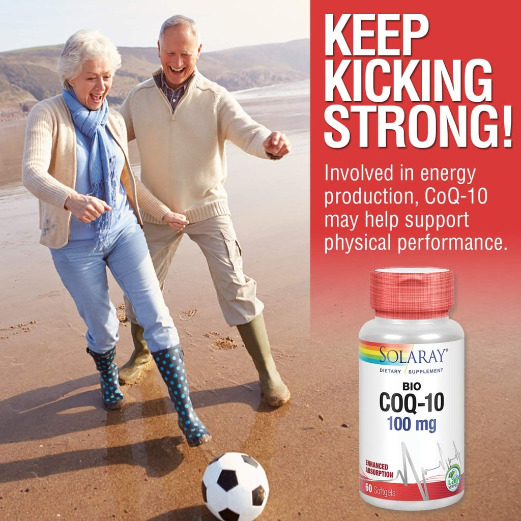 SOLARAY Bio CoQ-10 100 mg | Enhanced Absorption | Vitamins A & E | Healthy Heart & Cellular Energy Support (60 CT)