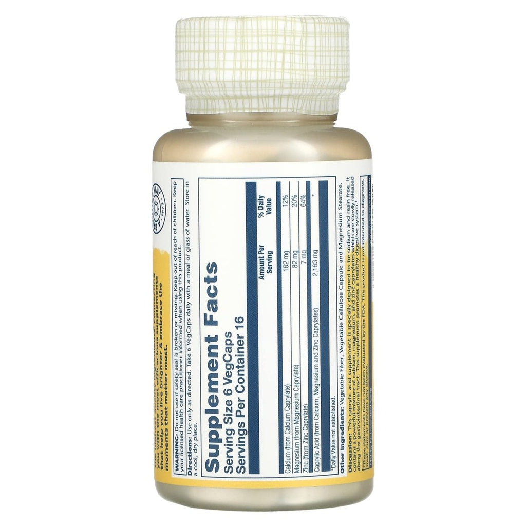Solaray - Capryl Sodium-Free Resin-Free - 100 Vegetarian Capsules   08130